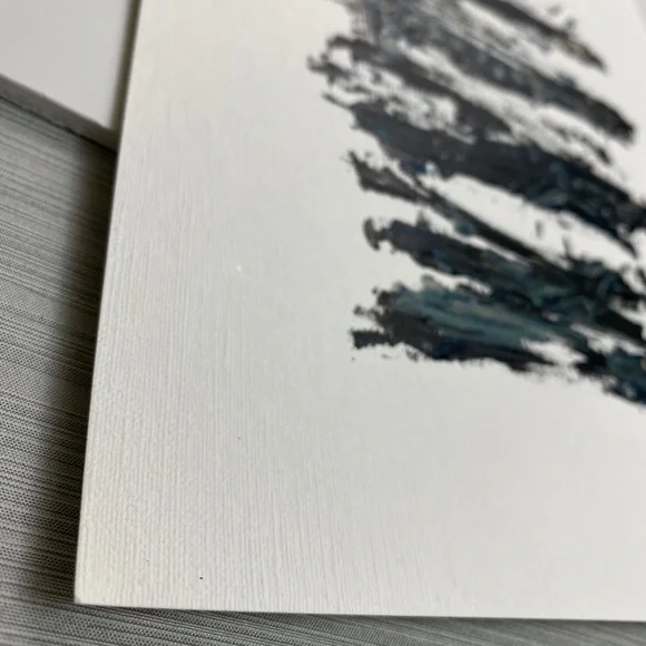 Abstract Acrylic Original Painting On Canvas Paper 9X12 Wall Art Blue Black - Picture 4 of 7